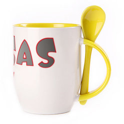 Puodelis su šaukšteliu. Geltonas (250 ml)