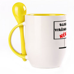 A cup with a spoon. Yellow (250 ml)