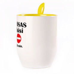 A cup with a spoon. Yellow (250 ml)
