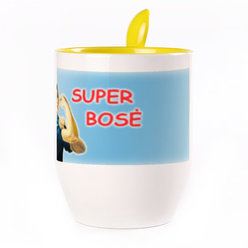 A cup with a spoon. Yellow (250 ml)