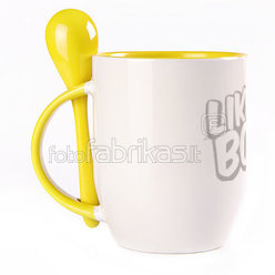 A cup with a spoon. Yellow (250 ml)