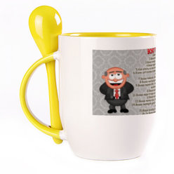 A cup with a spoon. Yellow (250 ml)
