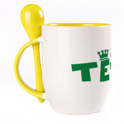 A cup with a spoon. Yellow (250 ml)