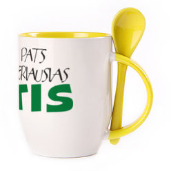 A cup with a spoon. Yellow (250 ml)