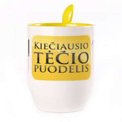 A cup with a spoon. Yellow (250 ml)