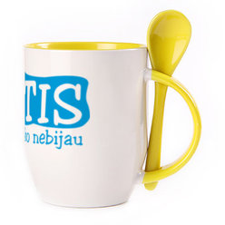 A cup with a spoon. Yellow (250 ml)