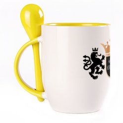 A cup with a spoon. Yellow (250 ml)