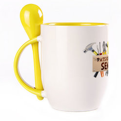 A cup with a spoon. Yellow (250 ml)