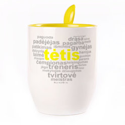 A cup with a spoon. Yellow (250 ml)
