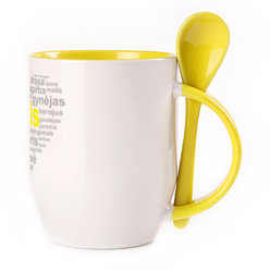 A cup with a spoon. Yellow (250 ml)