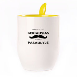 A cup with a spoon. Yellow (250 ml)