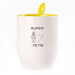 A cup with a spoon. Yellow (250 ml)