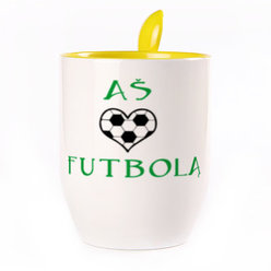 A cup with a spoon. Yellow (250 ml)