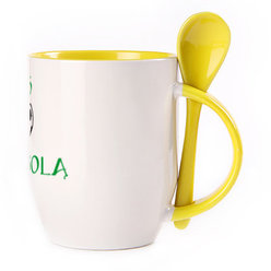 A cup with a spoon. Yellow (250 ml)