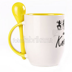 A cup with a spoon. Yellow (250 ml)