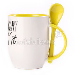 A cup with a spoon. Yellow (250 ml)