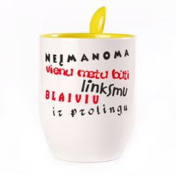 A cup with a spoon. Yellow (250 ml)