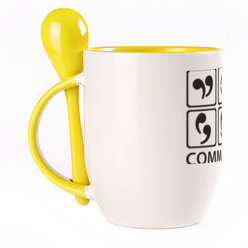 A cup with a spoon. Yellow (250 ml)