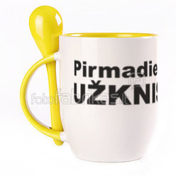 A cup with a spoon. Yellow (250 ml)