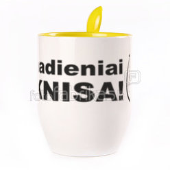 A cup with a spoon. Yellow (250 ml)