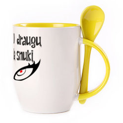 A cup with a spoon. Yellow (250 ml)