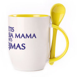 A cup with a spoon. Yellow (250 ml)