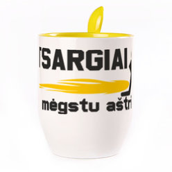 A cup with a spoon. Yellow (250 ml)