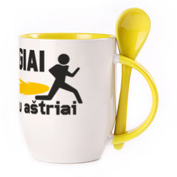 A cup with a spoon. Yellow (250 ml)