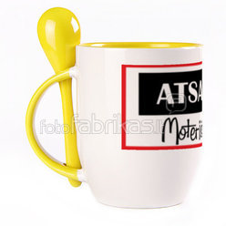 A cup with a spoon. Yellow (250 ml)