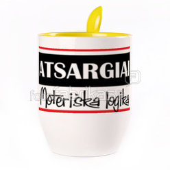 A cup with a spoon. Yellow (250 ml)