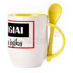 A cup with a spoon. Yellow (250 ml)