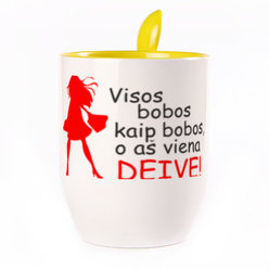 A cup with a spoon. Yellow (250 ml)