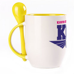 A cup with a spoon. Yellow (250 ml)