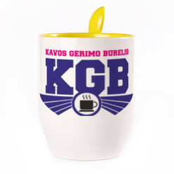 A cup with a spoon. Yellow (250 ml)
