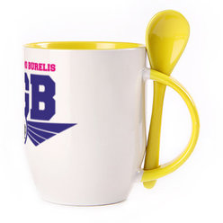 A cup with a spoon. Yellow (250 ml)