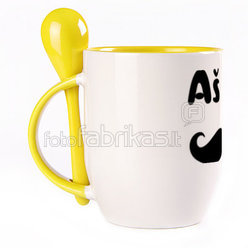 A cup with a spoon. Yellow (250 ml)