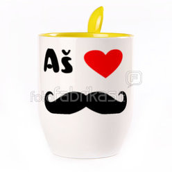 A cup with a spoon. Yellow (250 ml)