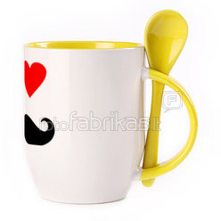 A cup with a spoon. Yellow (250 ml)