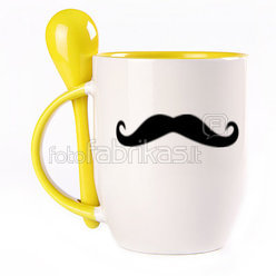 A cup with a spoon. Yellow (250 ml)