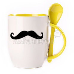 A cup with a spoon. Yellow (250 ml)
