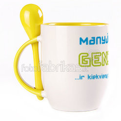 A cup with a spoon. Yellow (250 ml)