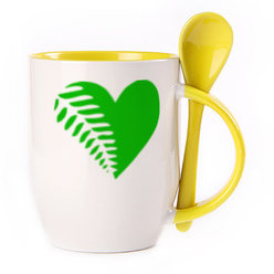 A cup with a spoon. Yellow (250 ml)