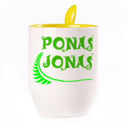 A cup with a spoon. Yellow (250 ml)