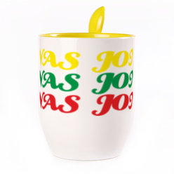 A cup with a spoon. Yellow (250 ml)