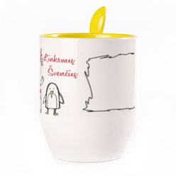 A cup with a spoon. Yellow (250 ml)