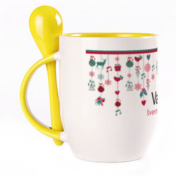 A cup with a spoon. Yellow (250 ml)