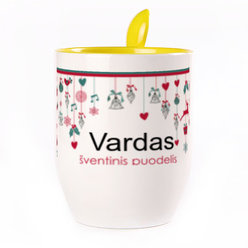 A cup with a spoon. Yellow (250 ml)