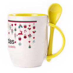A cup with a spoon. Yellow (250 ml)