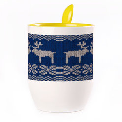 A cup with a spoon. Yellow (250 ml)