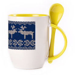 A cup with a spoon. Yellow (250 ml)